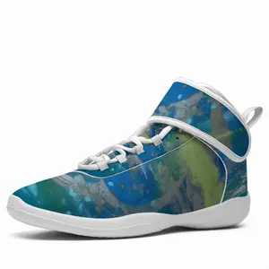 Men Lime Green Blue Cheerleading Shoes (High Top)