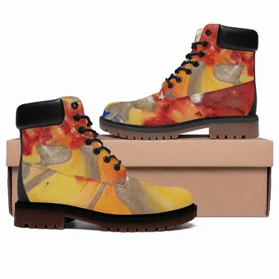 Men Flower Flame High Top Boots