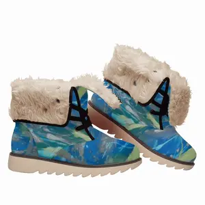 Men Lime Green Blue Snow Boots (Fur)