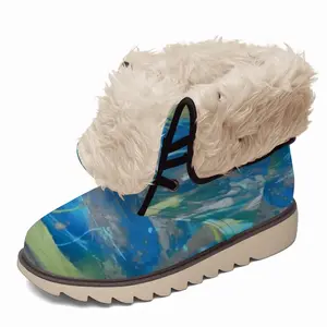 Men Lime Green Blue Snow Boots (Fur)