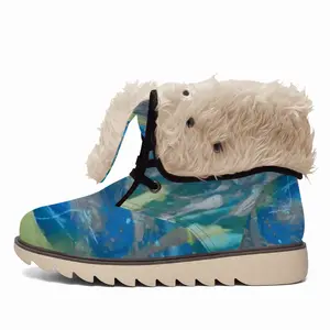 Men Lime Green Blue Snow Boots (Fur)