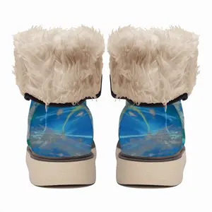 Men Lime Green Blue Snow Boots (Fur)