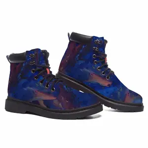 Men Silver-Blue Mid Top Boots