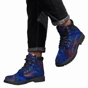 Men Silver-Blue Mid Top Boots