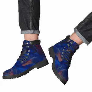 Men Silver-Blue Mid Top Boots