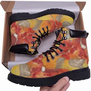 Men Flower Flame Mid Top Boots