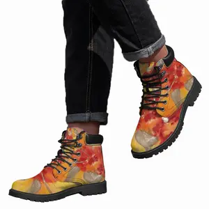 Men Flower Flame Mid Top Boots