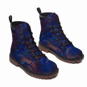 Men Silver-Blue Leather Work Boots