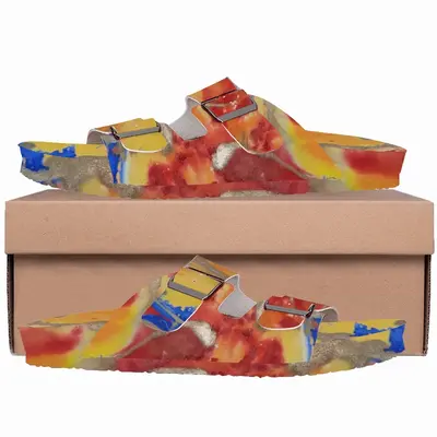 Men Flower Flame Cork Sandals