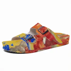 Men Flower Flame Cork Sandals