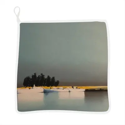 Blue Lagoon With Three Boats And Trees Kitchen Dishcloths