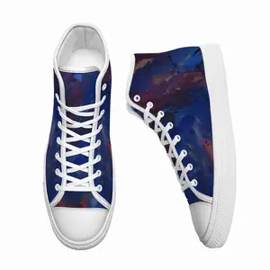 Men Silver-Blue High Top Shoes