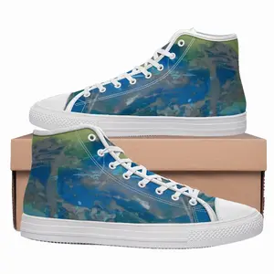 Men Lime Green Blue High Top Shoes