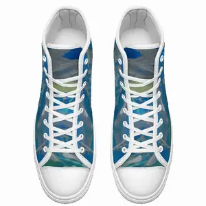 Men Lime Green Blue High Top Shoes