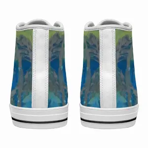 Men Lime Green Blue High Top Shoes