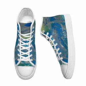 Men Lime Green Blue High Top Shoes