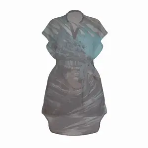 Flushed Standing Collar Chiffon Dress