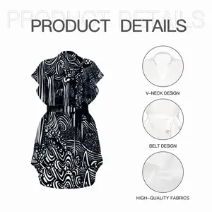 Broccoli Trees Standing Collar Chiffon Dress