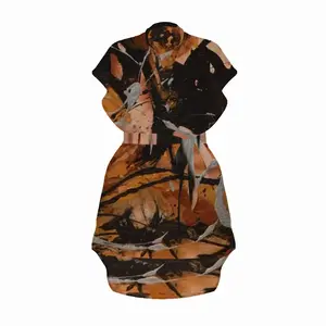 Bronze Vision Standing Collar Chiffon Dress