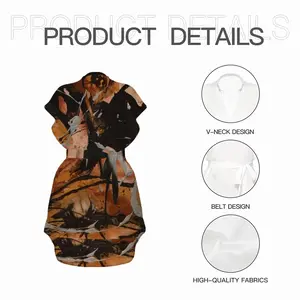 Bronze Vision Standing Collar Chiffon Dress