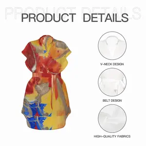 Flower Flame Standing Collar Chiffon Dress