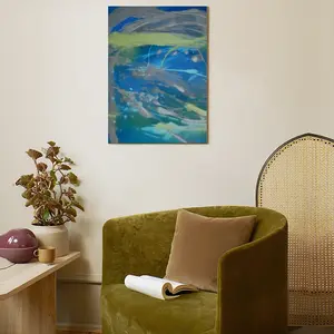 Lime Green Blue Canvas Decorative Painting (Multi-Size, Vertical)