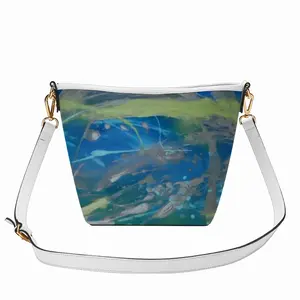 Lime Green Blue Zip Bucket Crossbody Bag