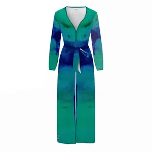 Women Liquid Blue Sleep Bathrobe