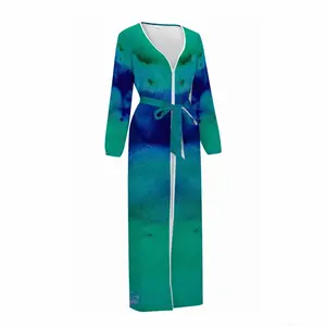 Women Liquid Blue Sleep Bathrobe