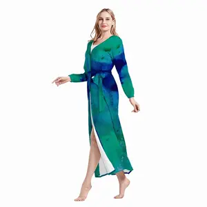 Women Liquid Blue Sleep Bathrobe