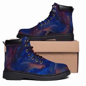 Men Silver-Blue Mid Top Boots