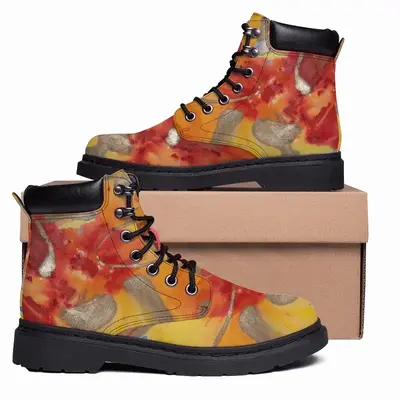 Men Flower Flame Mid Top Boots