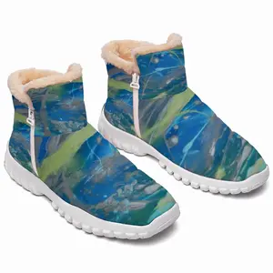 Men Lime Green Blue Snow Boots (Zippers)