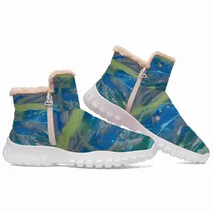 Men Lime Green Blue Snow Boots (Zippers)