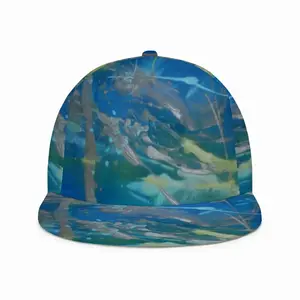 Lime Green Blue Full-width Flat Brim Hat