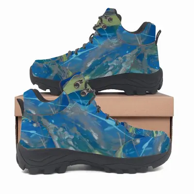 Men Lime Green Blue Hiking Climbing Shoes