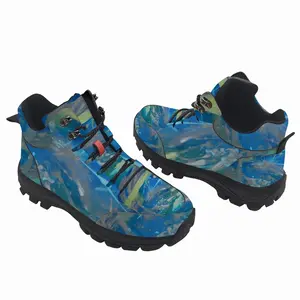 Men Lime Green Blue Hiking Climbing Shoes