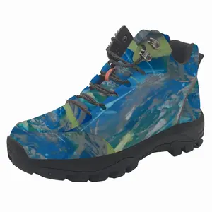 Men Lime Green Blue Hiking Climbing Shoes