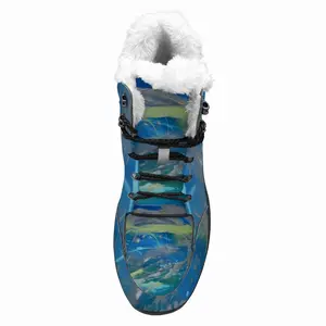 Men Lime Green Blue Hiking Climbing Shoes (Fur)