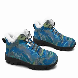 Men Lime Green Blue Hiking Climbing Shoes (Fur)