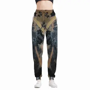 Women Black Matter Casual Sports Pants