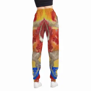 Women Flower Flame Casual Sports Pants