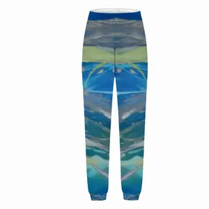 Women Lime Green Blue Casual Sports Pants