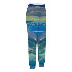 Women Lime Green Blue Casual Sports Pants