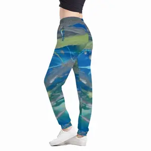 Women Lime Green Blue Casual Sports Pants