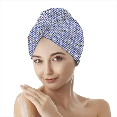 Blue Grids (Biro,Marker Gouache) Hair Dryer Cap (Flannel)