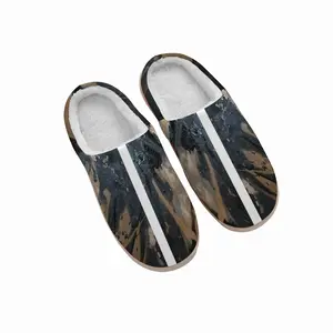 Men Black Matter Winter Cotton Slippers