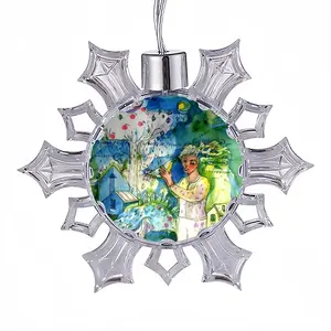 Boy With Bird Christmas Pendant (Transparent Snowflake)