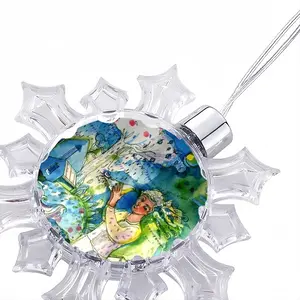 Boy With Bird Christmas Pendant (Transparent Snowflake)