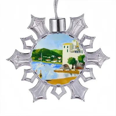 Cadaques (Spain) Christmas Pendant (Transparent Snowflake)